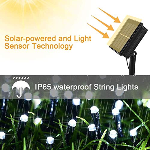 Solar Outdoor String Lights- 100 LED 8 Modes String Lights, 2-Pack Solar Garden Lights, Decoration Lights Waterproof Fairy Lights for Tree, Patio, Home, Yard, Party, Wedding (39FT, Cool White)