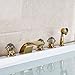 Rozin Gold Polished 5pcs Tub Filler Faucet Crystal Knobs Mixer with Hand Shower