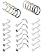 FIBO STEEL 24 Pcs 20G Stainless Steel Hoop Nose Rings Screw Stud Rings Piercing Jewelry Colored CZ Inlaid