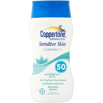 Coppertone Sunscreen Lotion, Sensitive Skin, 50 Spf, 6 Oz.