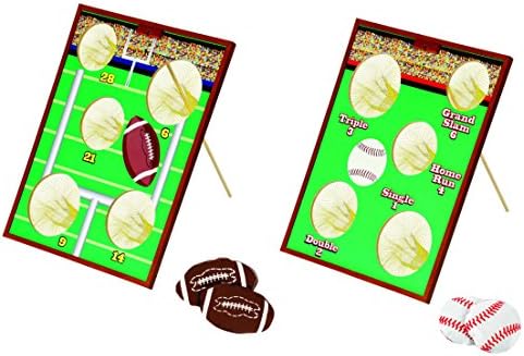 50" Wood 2 in 1 Indoor/Outdoor Reversible Football and Baseball Bean Bag Toss Game