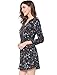 Allegra K Women's Button Down Floral Print V Neck 3/4 Sleeves Vintage Shirt Dress Large Dark Blue Long Sleeves