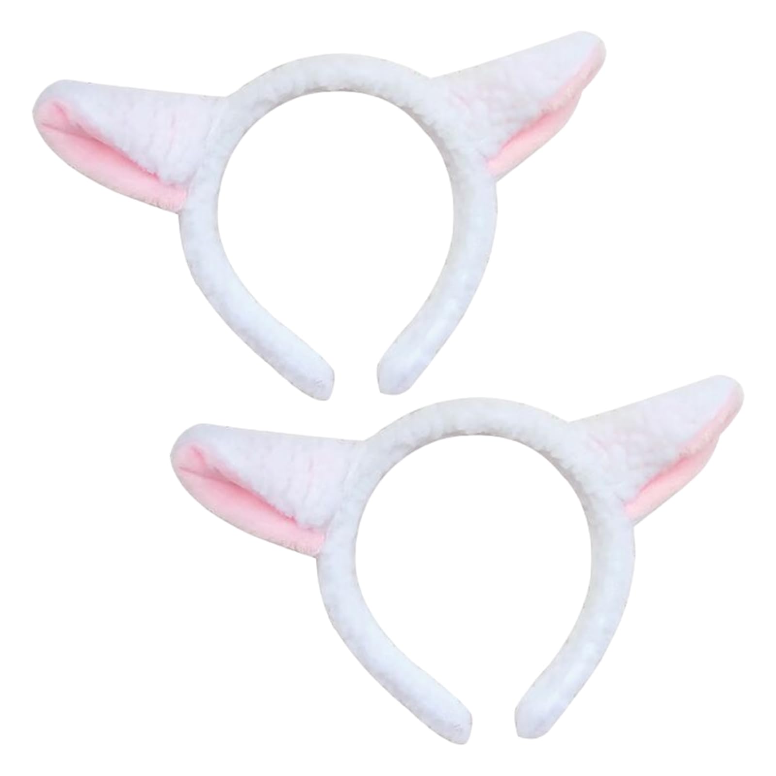 FUIPVGI 2 Pcs Animal Head Bands Sheep Ears on Head band Lovely Animal Ears Headband Sheep Headband with Ear Lamb Adults Childrens Fancy Dress White and Pink Lamb Animal Costume Accessories (2 Pcs)