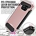 Galaxy S7 Case, Mascheri [Carbon Fiber Design] Shock Absorption Protective Dual Layer Military-Grade Defender Hybrid Case Cover for Samsung Galaxy S7 - Rose Gold