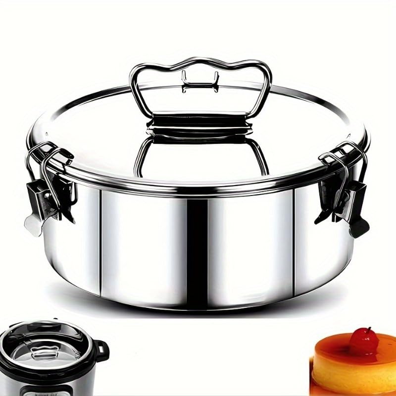 Stainless Steel Flan Mold, 63 Oz Flanera Baking Pan for Instant Pot 3 6 8 QT Flan Mold with Lid Silver Flanera Mold for Baking Oven Safe