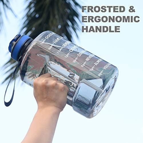 Blue plastic water bottle with a textured surface and a screw-on cap, standing upright on a white surface.