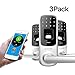 3 Pack - Ultraloq UL3 Bluetooth Enabled Biometric Fingerprint and Touchscreen Smart Lever Locks. Satin Nickel “Smart Phone not included”