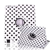HDE iPad 2 iPad 3 iPad 4 Rotating Case 360 Degree Magnetic Cover Stand for 2nd 3rd 4th Generation iPad (Black & White Polka Dot)