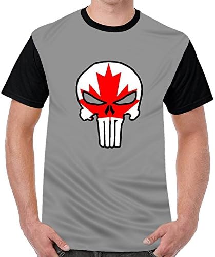 Lovelywardrobe Maple Leaf White Skull Men's Sports Football T Shirts Dark Gray