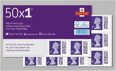 Royal Mail 50 x 1st Class Barcoded Stamps Plum Purple 100g Max