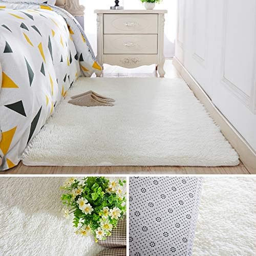 Wovwvool Soft Indoor Modern Area Rugs Fluffy Living Room Carpets Suitable for Children Bedroom Home Decor Nursery Rugs (2.6'5.3', Creamy-White)