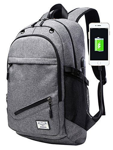 Unisex Boy Girl USB Port Net Ball Sport Bag School Student Computer Backpack(14L, Style D Grey) - Thumbnail 2