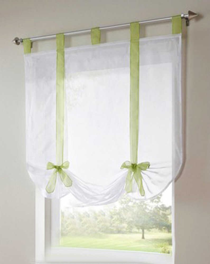 1pcs Bowknot Tie Up Roman Shades Tab Top Livebycare Sheer Balcony