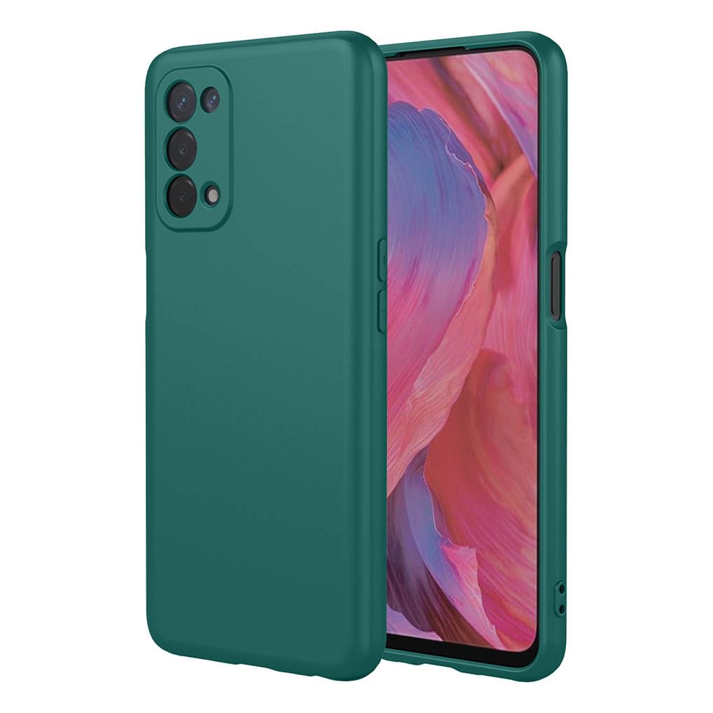 SEAHAI Case for OPPO A74 5G / OPPO A54 5G, Ultra Thin Silky-Soft Touch Liquid Silicone Phone Cover with Shockproof Airbag Design, Premium TPU Bumper Fashion Case - Dark Green