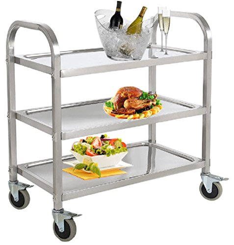 Stainless Steel 3-Shelf Knock Down Food Utility Service Cart 34 x 18 - Thumbnail 2