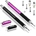 MEKO(2 Pcs) [2 in 1 Precision Series] Disc Stylus/Styli for All Touch Screen Devices Bundle with 4 Replaceable Disc Tips, 2 Replaceable Fiber Tips - (Black/Purple)