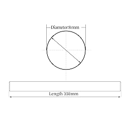 2Pcs 8mm x 350mm (0.315 x 13.78 inches) Vigorous