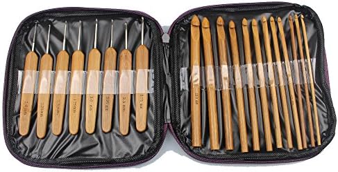 New 2 in 1 2.0mm-10mm 20Pcs Bamboo Crochet Hooks Knitting Weave Needles tool Set with Case bag Embroidery