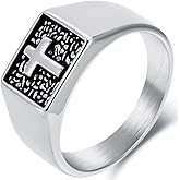 Jude Jewelers Stainless Steel Signet Style Christian Cross Retro Vintage Wedding Statement Ring
