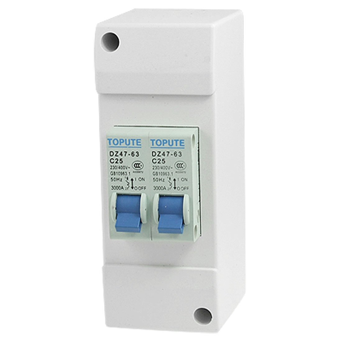 Uxcell DZ4763 C25 Twin 1P MCB Mini Circuit Breaker with Cover, AC, 230