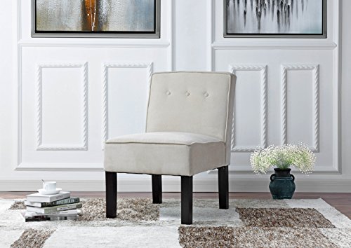 Modern Sleek Tufted Linen Fabric Accent Living Room Chair (Beige)