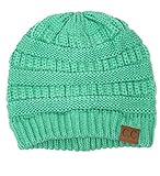 Winter White Ivory Thick Slouchy Knit Oversized Beanie Cap Hat,One Size,Mint