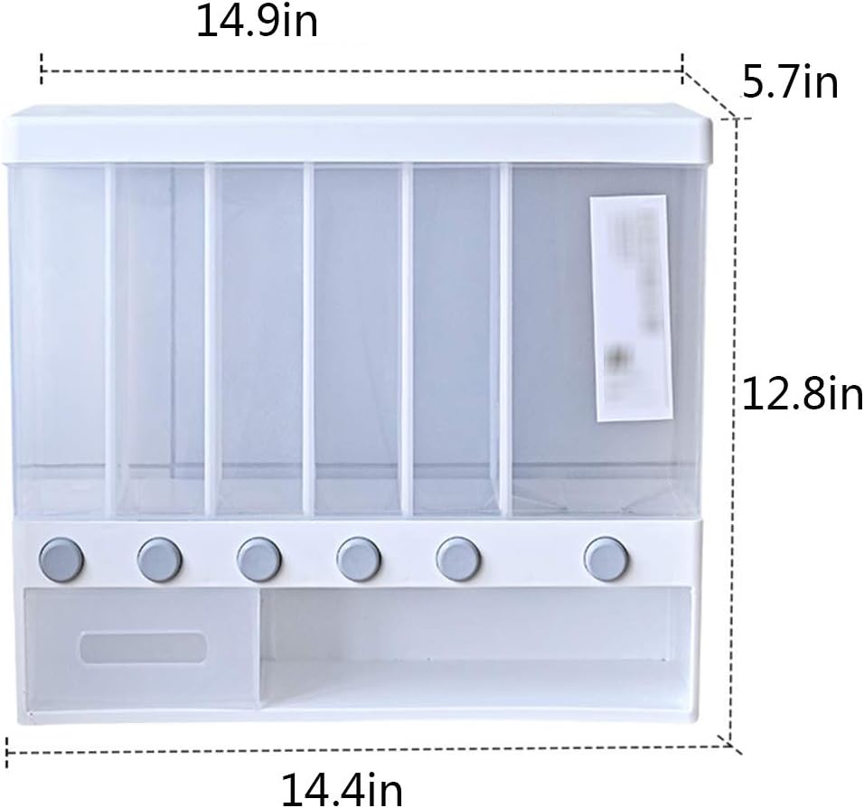Wall Mounted Dry Food Dispenser - 6-Grid 12L Large Capacity Storage Dry Food Dispenser, Free Control of Food Output, Dry Food Fruit Storage Box For Home and Kitchen (10L): Kitchen & Dining