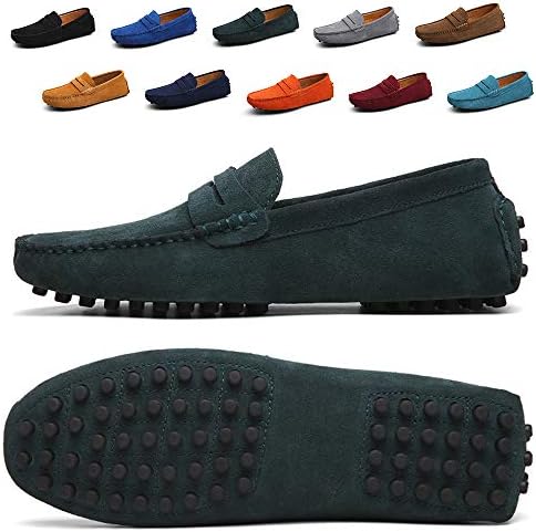 Ezkrwxn Men's Loafers Suede Leather Slip on Driving Shoes Moccasins Flat Dress Shoes