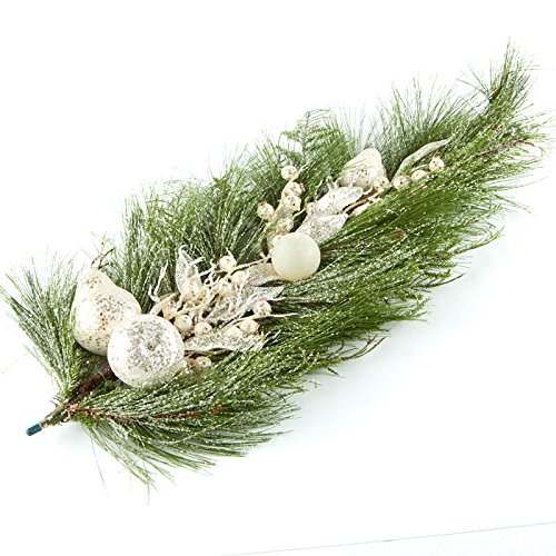 Factory Direct Craft Artificial Sparkling Pine Drop with Sequined Pears and Berries