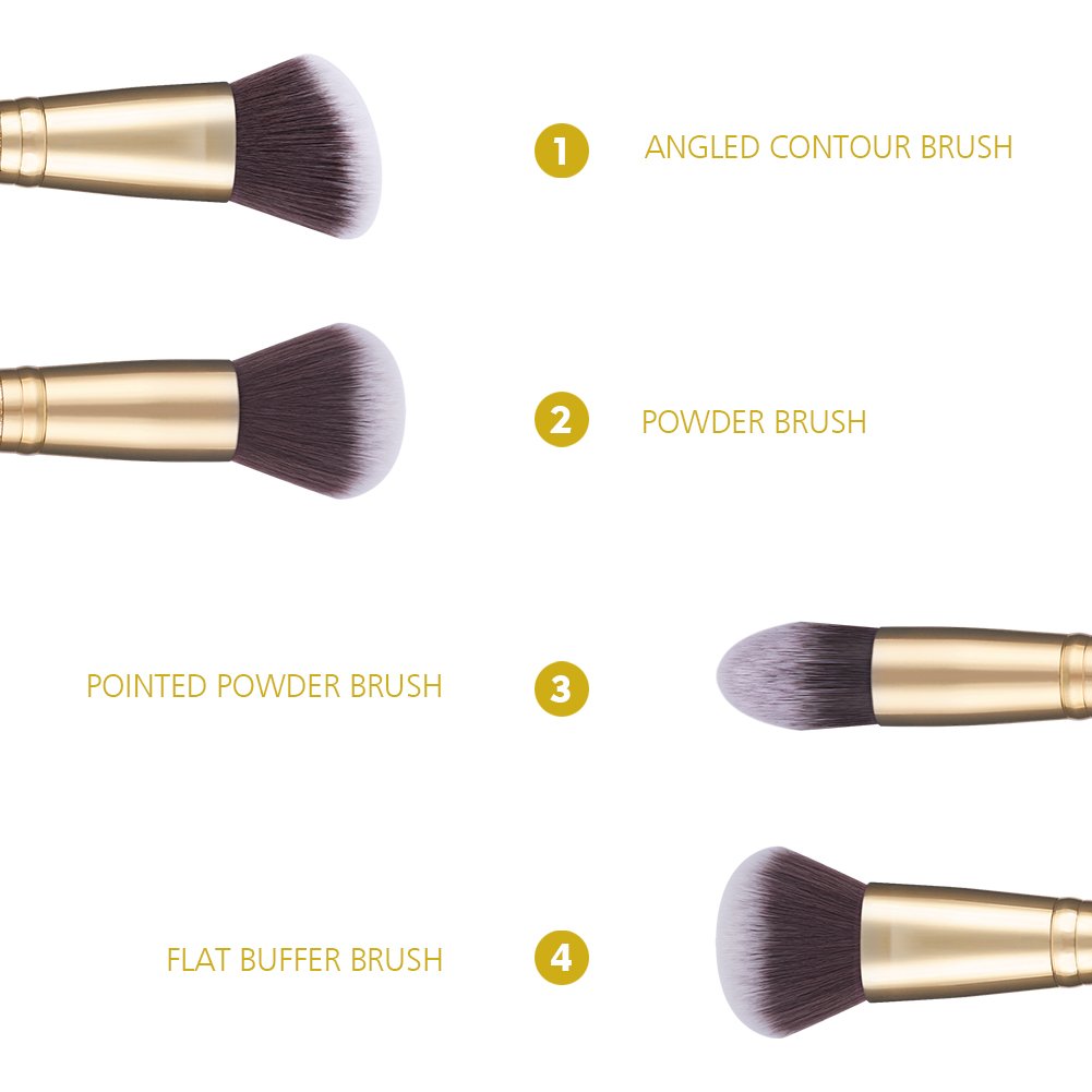 DUcare Makeup Brushes Duo End Foundation Powder Buffer and Contour Synthetic Cosmetic Tools 2Pcs: Beauty