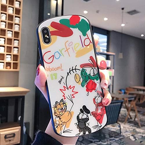 GKD Curved glass Phone Case for iPhone X 6 6s 7 8 Plus XR XS Max Cover-iphone X (5.8 inch), FE95. Garfield