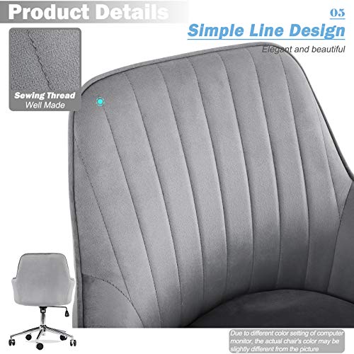 Jacky Home Velvet Office Desk Chair with MidBack, Modern Height Adjustable 360° Swivel