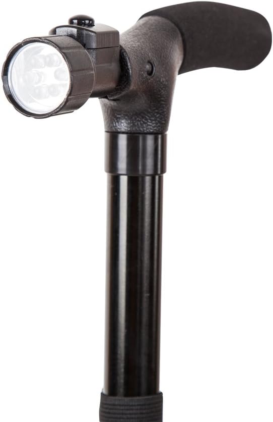 Tekmun Hand-held Cane with Adjustable LED Guide Light and Floor-Protective Rubber