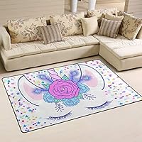 XiangHeFu Area Rugs for Living Dining Bedroom Doormats Decorative Cute Unicorn 2