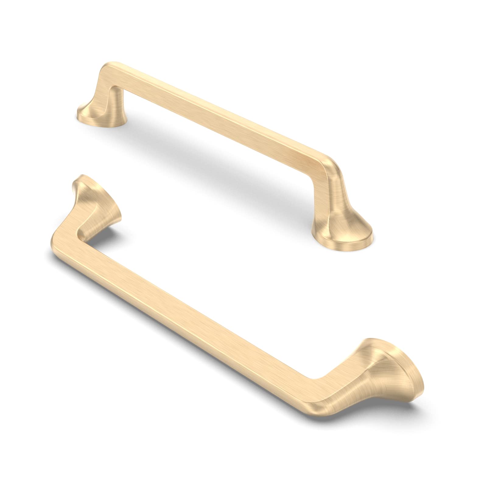 FURNIWARE Furniture Handle, Pack of 10, Brass, Zinc Alloy, Modern, for Cupboards, Drawers, Doors, Cabinets, Wardrobes, 128mm Center to Center