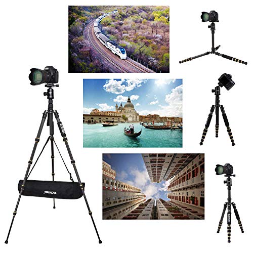 Zomei Z669C Carbon Fiber Tripod 60 inches/ 151 Centimeter Lightweight Stable Travel Monopod Tripod with 360-degree Ball Head and Five Section Leg Tube for Sony Nikon Camera