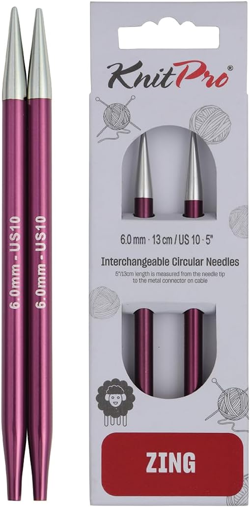KnitPro Zing Interchangeable Circular Needles 5" 6.00mm KnitPro