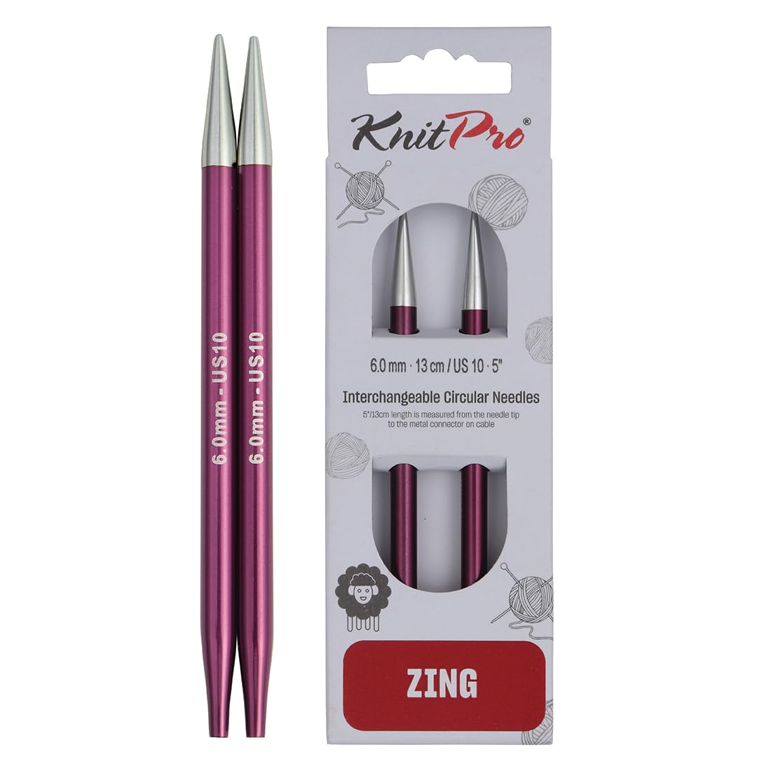 KnitPro Zing Interchangeable Circular Needles 5" (13cm) | 6.00mm — image 1