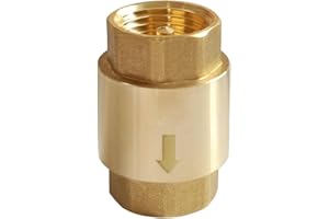 Uenede Solid Brass 3/4 Inch In-line Spring Check Valve 3/4" NPT Female Thread One-Way Non-return Prevent Water Back-flow