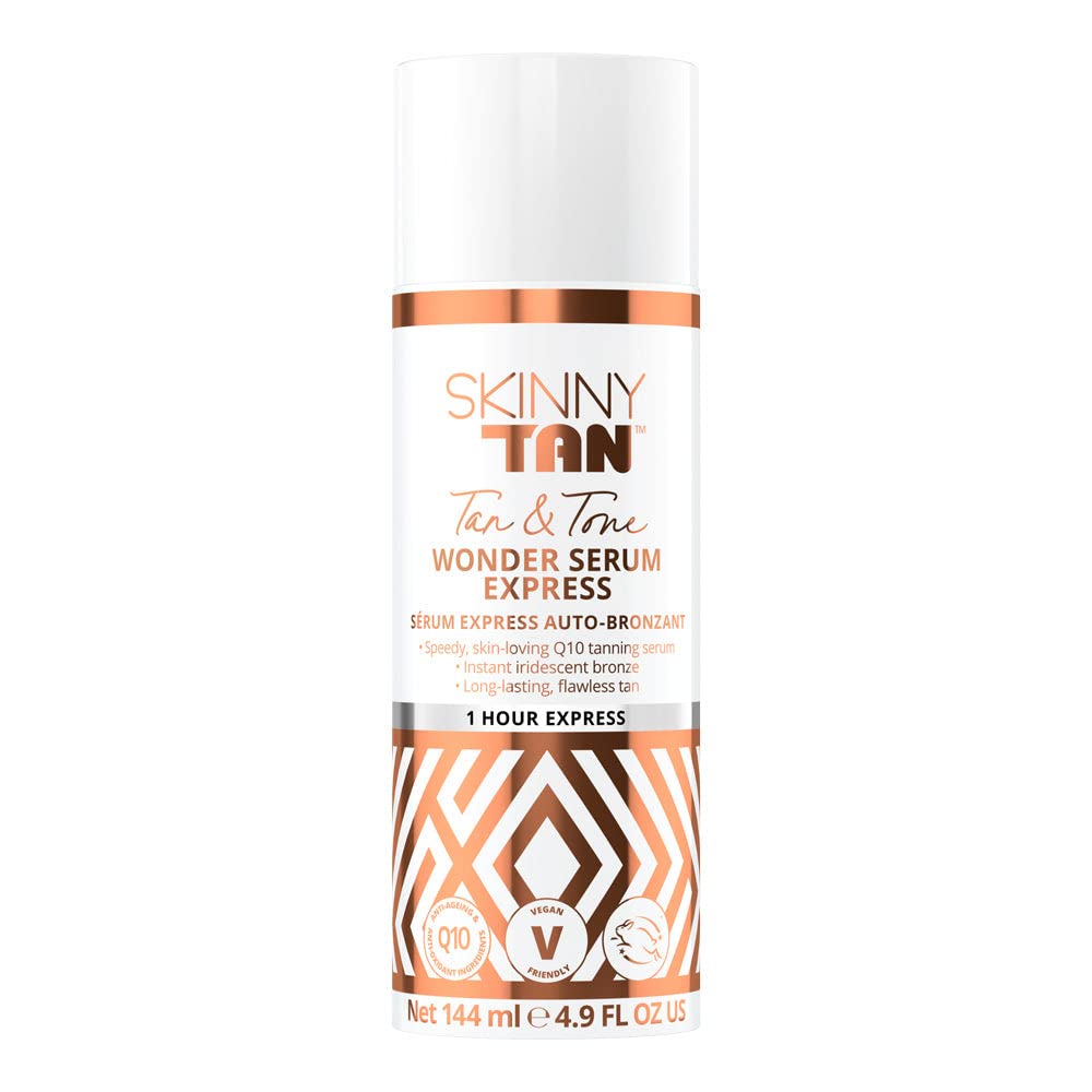 Skinny Tan Wonder Serum - 1 Hour Express Streak Free, Instant Fake Tan with Youth Boosting Q10 & Vitamin E, Vegan & Cruelty Free Skincare - 144ml