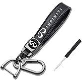 MOYEE Genuine Leather Car Keychain for Infiniti QX50 Q50 Q70 Q70L Q60 QX30 QX60 QX80 Accessories, Family Key Chain for Women and Men (Black)