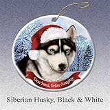 Holiday Pet Gifts Siberian Husky (Black & White) Dog Porcelain Ornament
