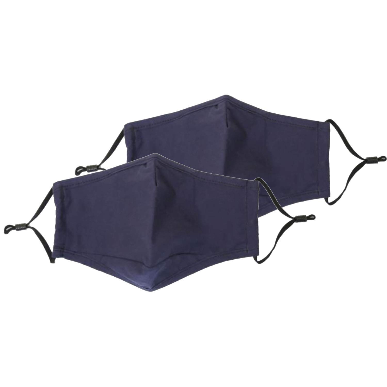 Cello Navy Face Mask - Pack of Two - Breathable Cotton - Fitted Filter Option - Adjustable Ear Loops - Durable - Reusable - Metal Nose Piece to Hug Face for Comfort - Washable