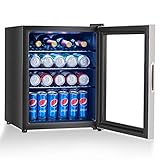 COSTWAY Beverage Refrigerator Portable Mini Beer Wine Soda Drink Beverage Cooler Black (52 Can)