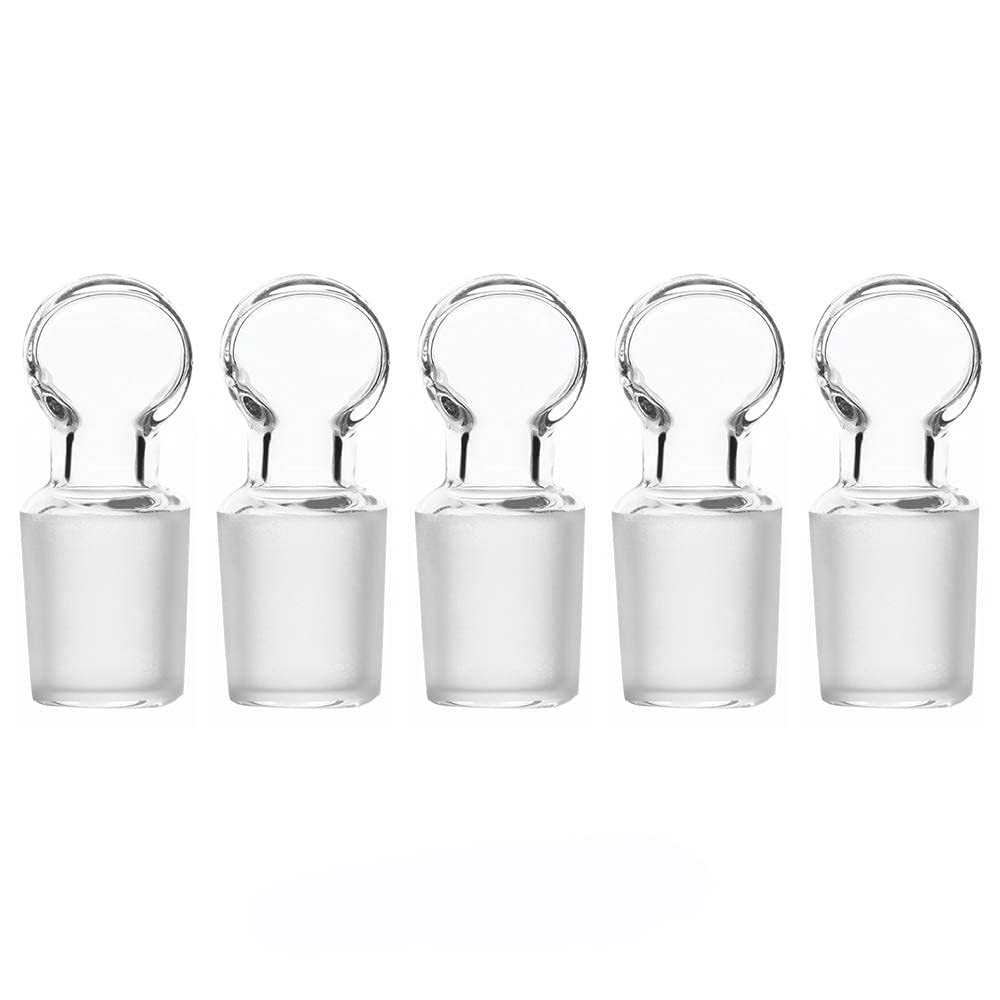 StonyLab Glass Penny Head Glass Hollow Stopper for 19/22 Outer Joint Glass, With Closed Bottom (5 Pack)