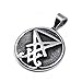 ELFASIO Men Pendant Necklace Stainless Steel Sigil of Lucifer Seal of Satan Baphomet Chain Jewelry 28 inch