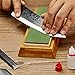 7x2.4 inch Leather Strop Honing Strop for Knife Sharpening with Green&White Buffing Compound & Antislip Bamboo Block