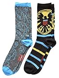 Marvel Avengers Agents of Shield Men's Crew Socks 2 Pair Pack Shoe Size 6-12