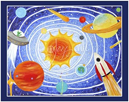 Solar System Art Print for Kids Room - 8x10 inch print, space themed boys decor by nJoyArt
