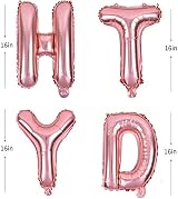 TONIFUL 16 Inch Happy Birthday Letter Balloons Rose Gold Banner 15 Pcs view 2